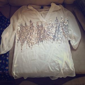 Rue21 Sheer Sequin Blouse L